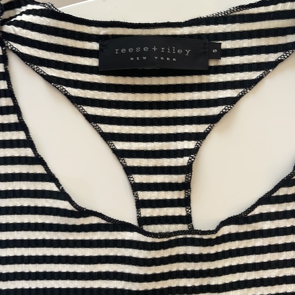 Reese & Riley Black and white striped razor back tank - Picture 2 of 3